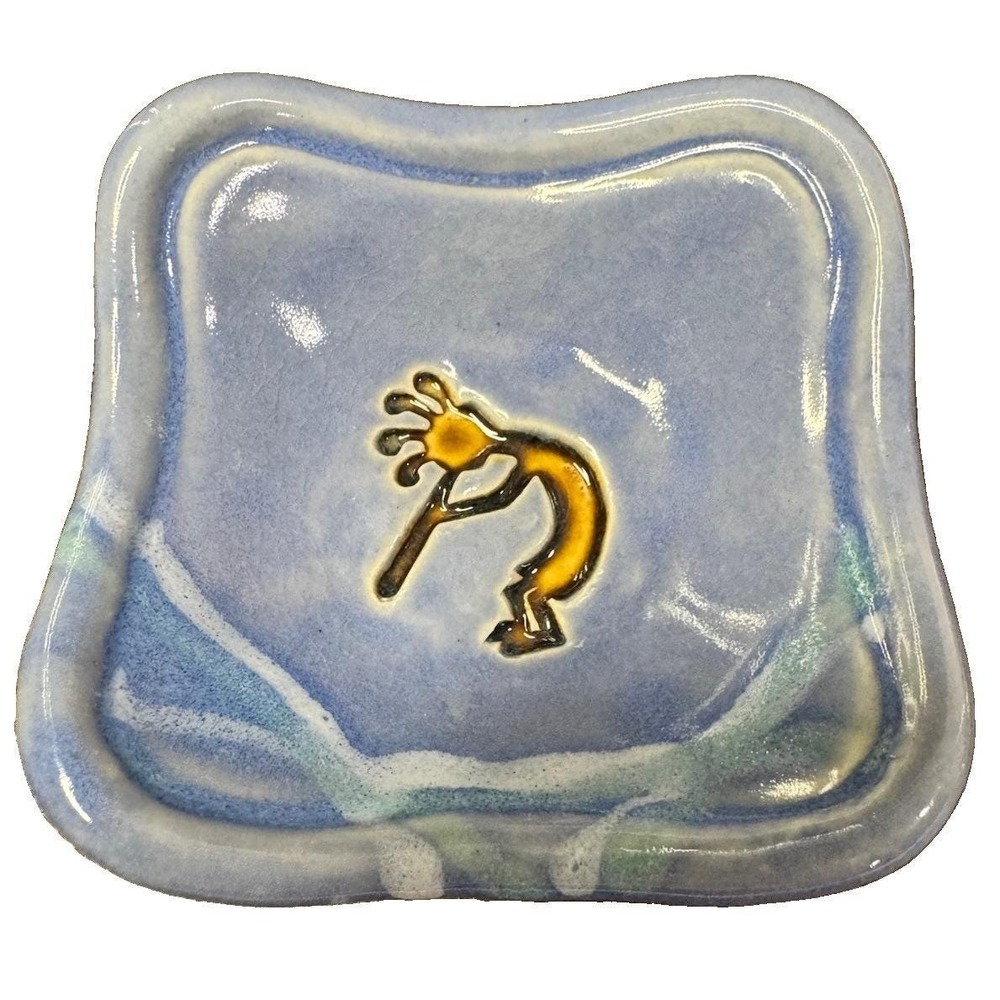 VTG Pretty Pottery Albuquerque NM Trinket Pair Zia Sun/Kokopelli USA Stamped PP - Picture 5 of 15